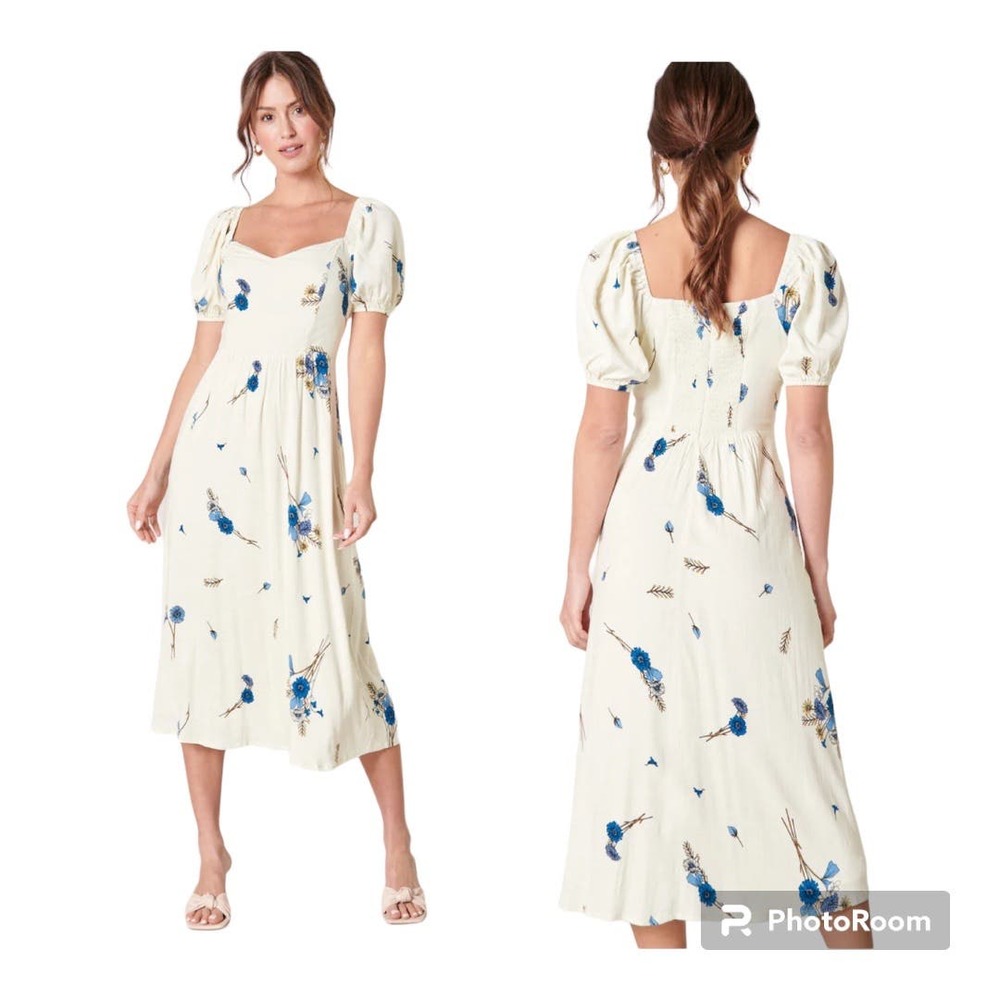 Alessi Puff Sleeve Midi Dress